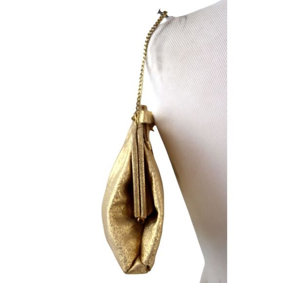 VINTAGE After Five GOLD BROCADE FRAME CHAIN HANDLE SATCHEL HANDBAG CLUTCH PURSE - Picture 4 of 12